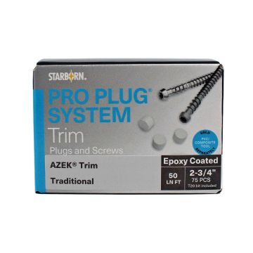 Pro Plug System for AZEK Deck/Trim Kit-305-Stainless Steel Screw, Traditional White Plugs, and Composite Tool Bit