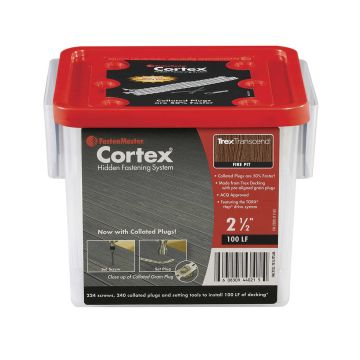 The Collated Cortex Hidden Fastening System for Trex Transcend Decking now offers plugs in collated strips.