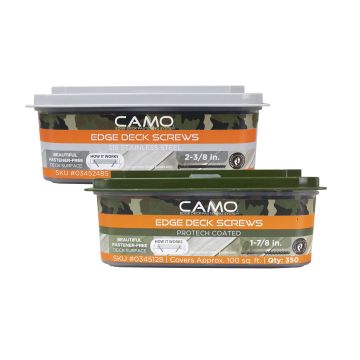 Camo ProTech Hidden Deck Fasteners come in two material types and two size options.