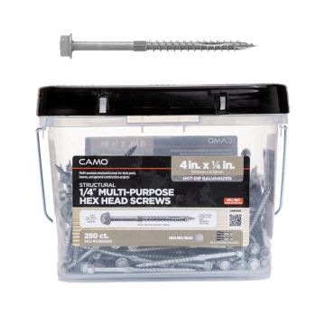 Hex Head Galvanized Multi Purpose Structural Screw By CAMO (pictured: 4 in Length -1/4 in Size)