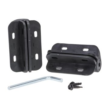 The Cornerstone Nylon Self-Closing Hinge by Nationwide Industries, shown in Black