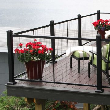 FE26 Iron Stair Vertical Cable Railing Panel by Fortress - Courtesy of Phi Decks